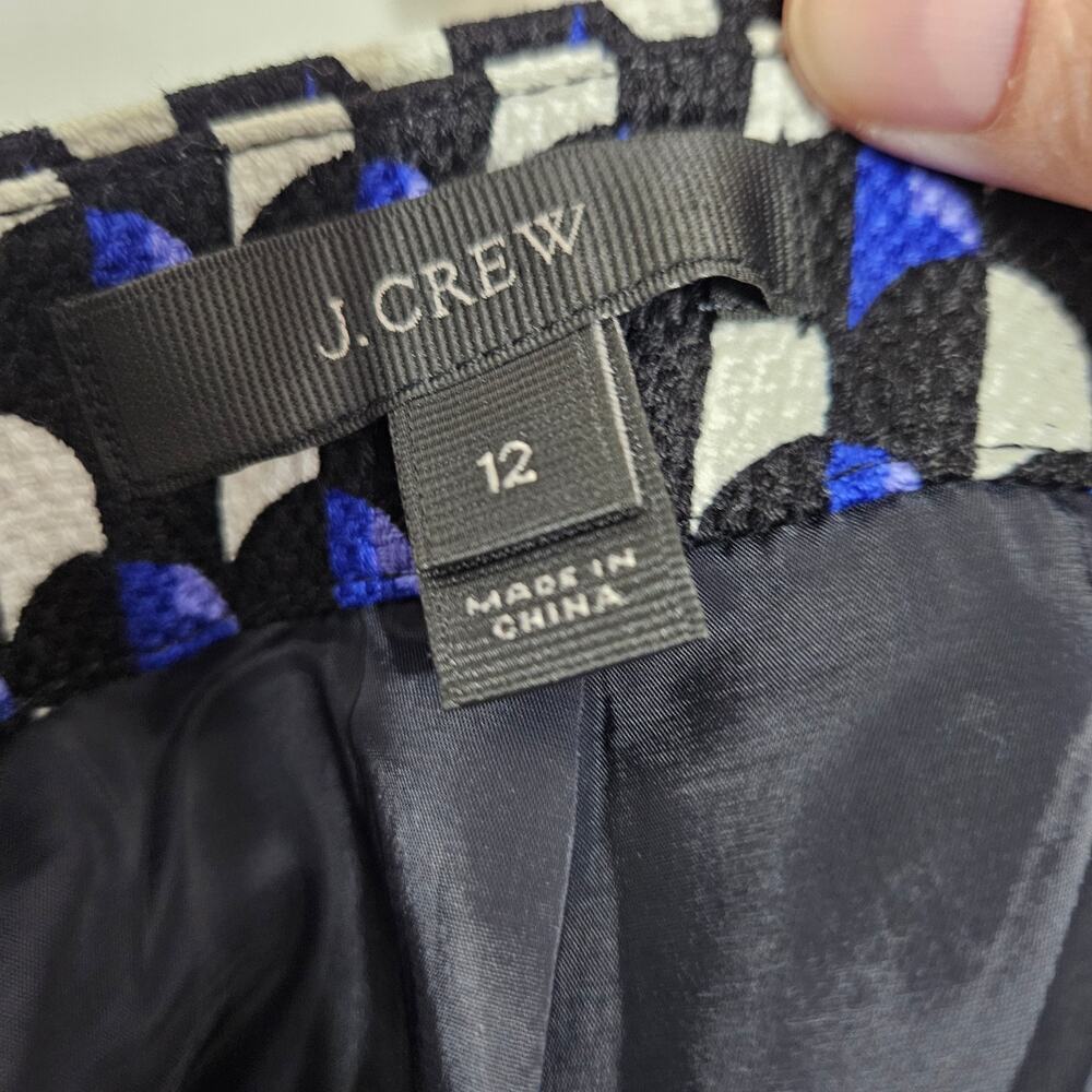 J Crew Geometric Print Blue and Black Mini Skirt. Size 12. - Picture 5 of 7